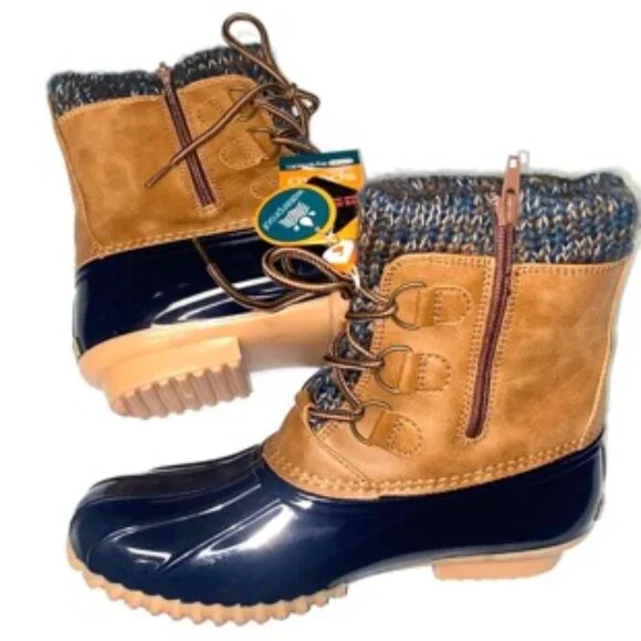 Sporto Lilia Women's Duck Winter Waterproof Boot Tan/Navy Size 6 - Picture 4 of 7